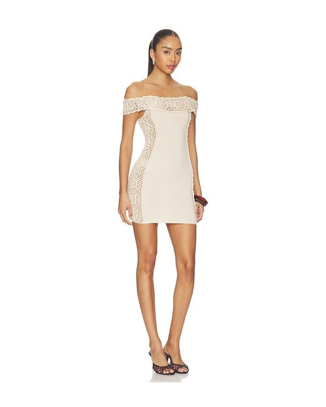 Frankie's Bikinis White Fleur Crochet Mini Dress