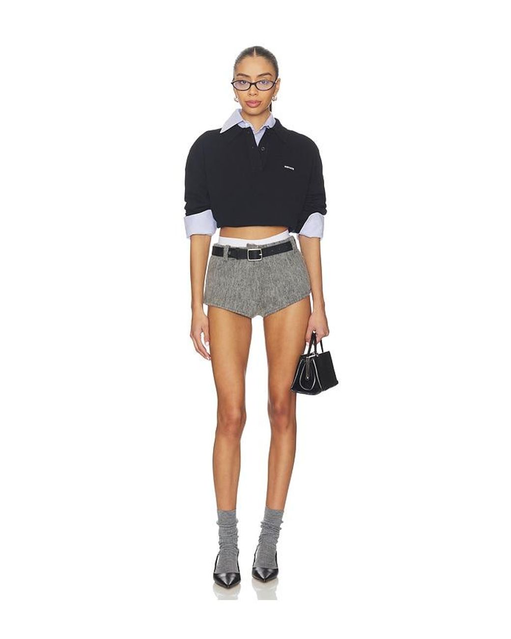 ROTATE BIRGER CHRISTENSEN Black Slinky Knit Polo