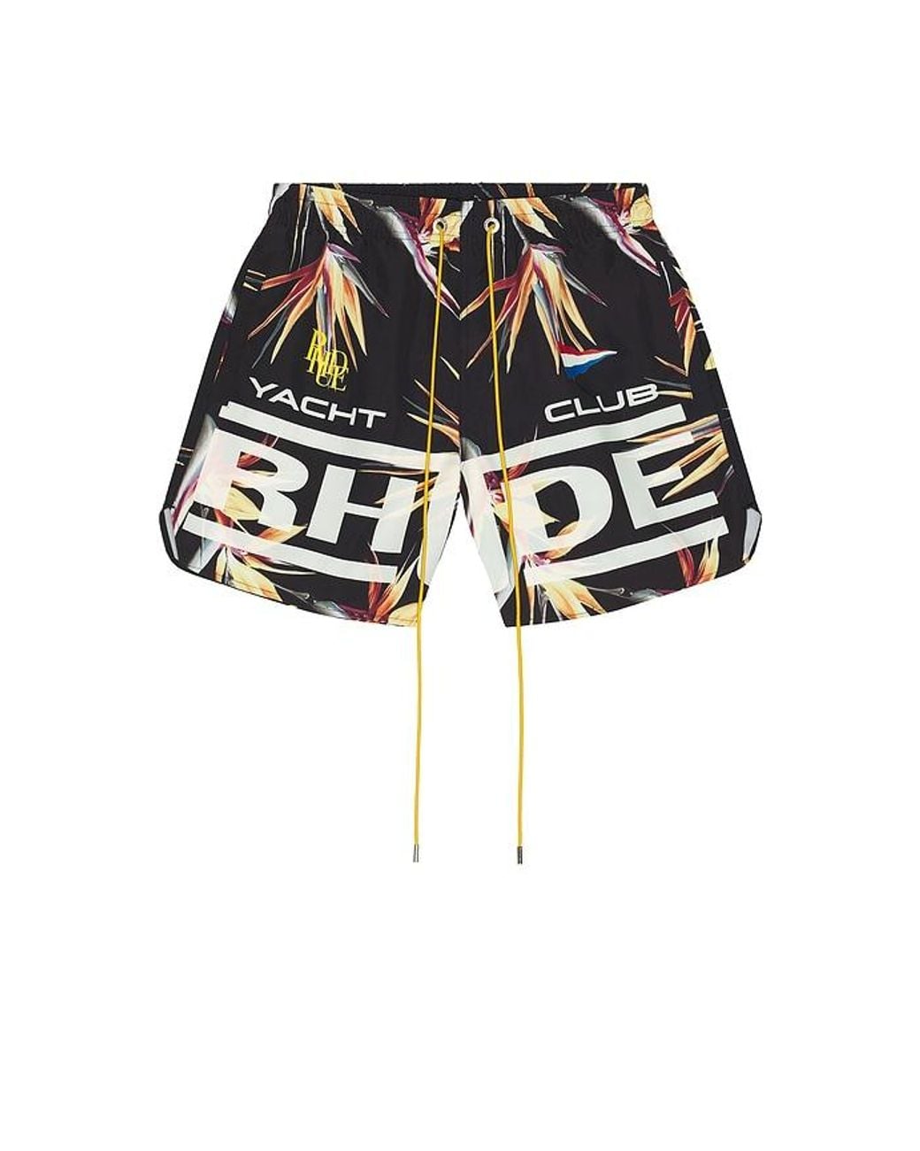 Rhude Black Regatta Club Hawaiian Swim Short for men