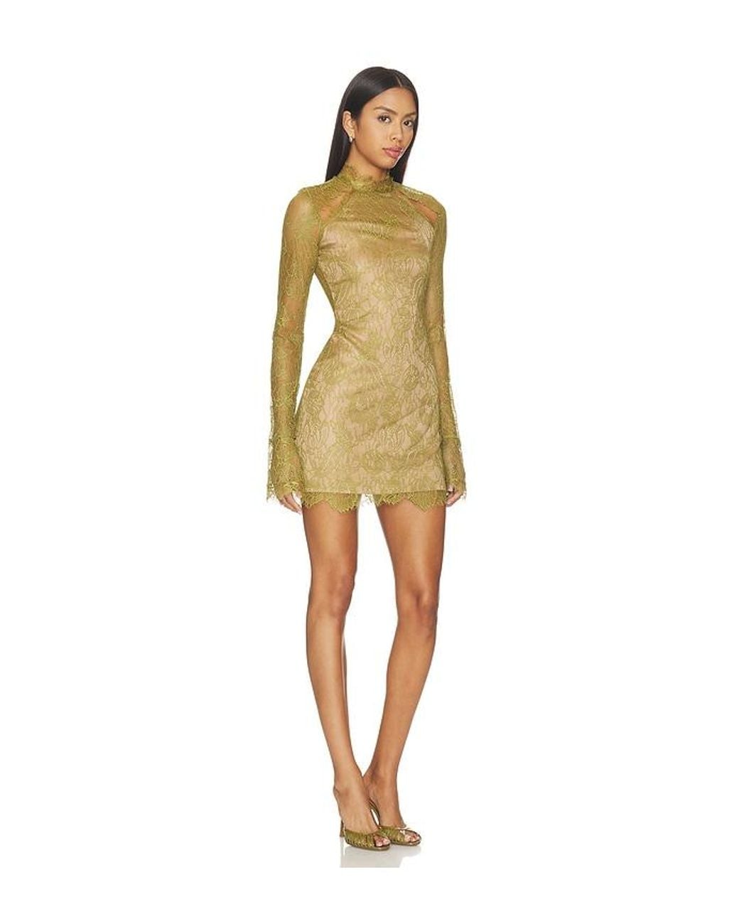 retroféte Yellow Gilana Lace Dress
