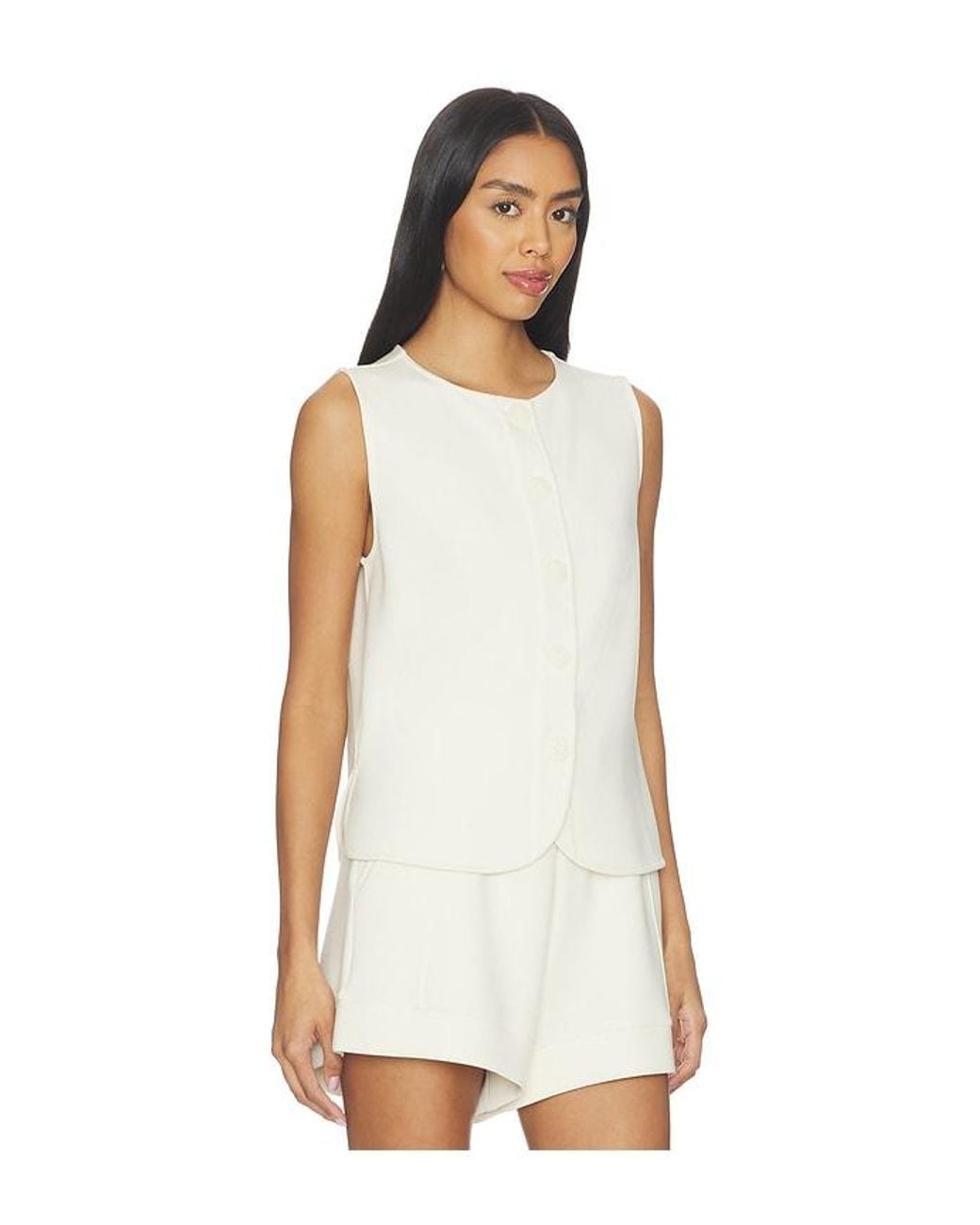 Varley White Josie Button Through Tank Top