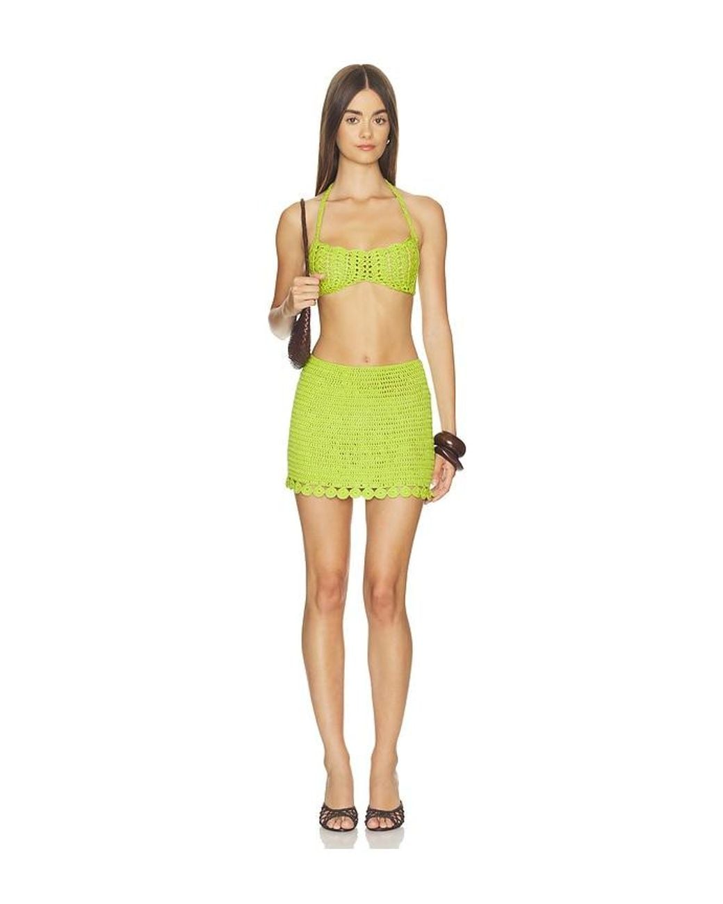 MORE TO COME Yellow Camden Crochet Mini Skirt Set