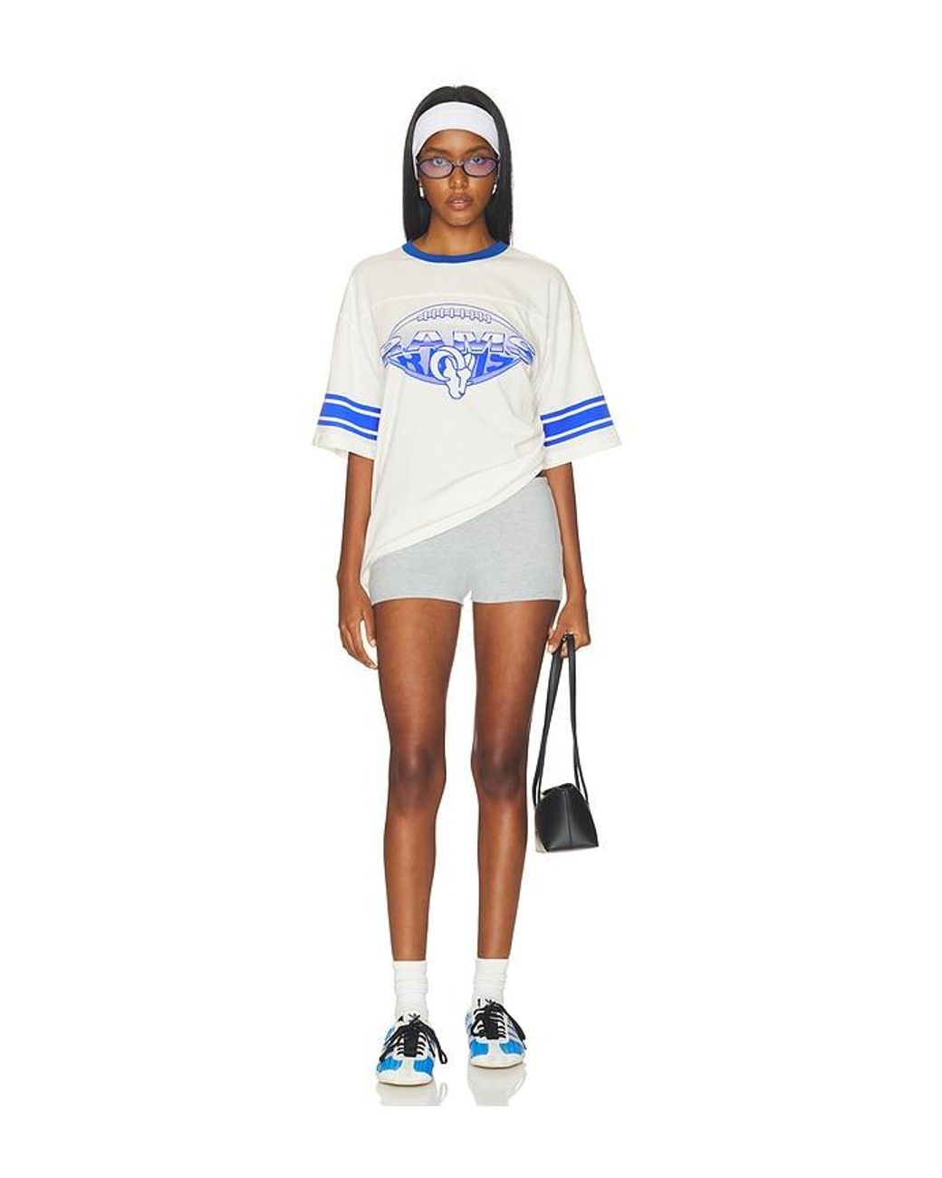 Junk Food White Rams Oversized Stripe Ringer Tee