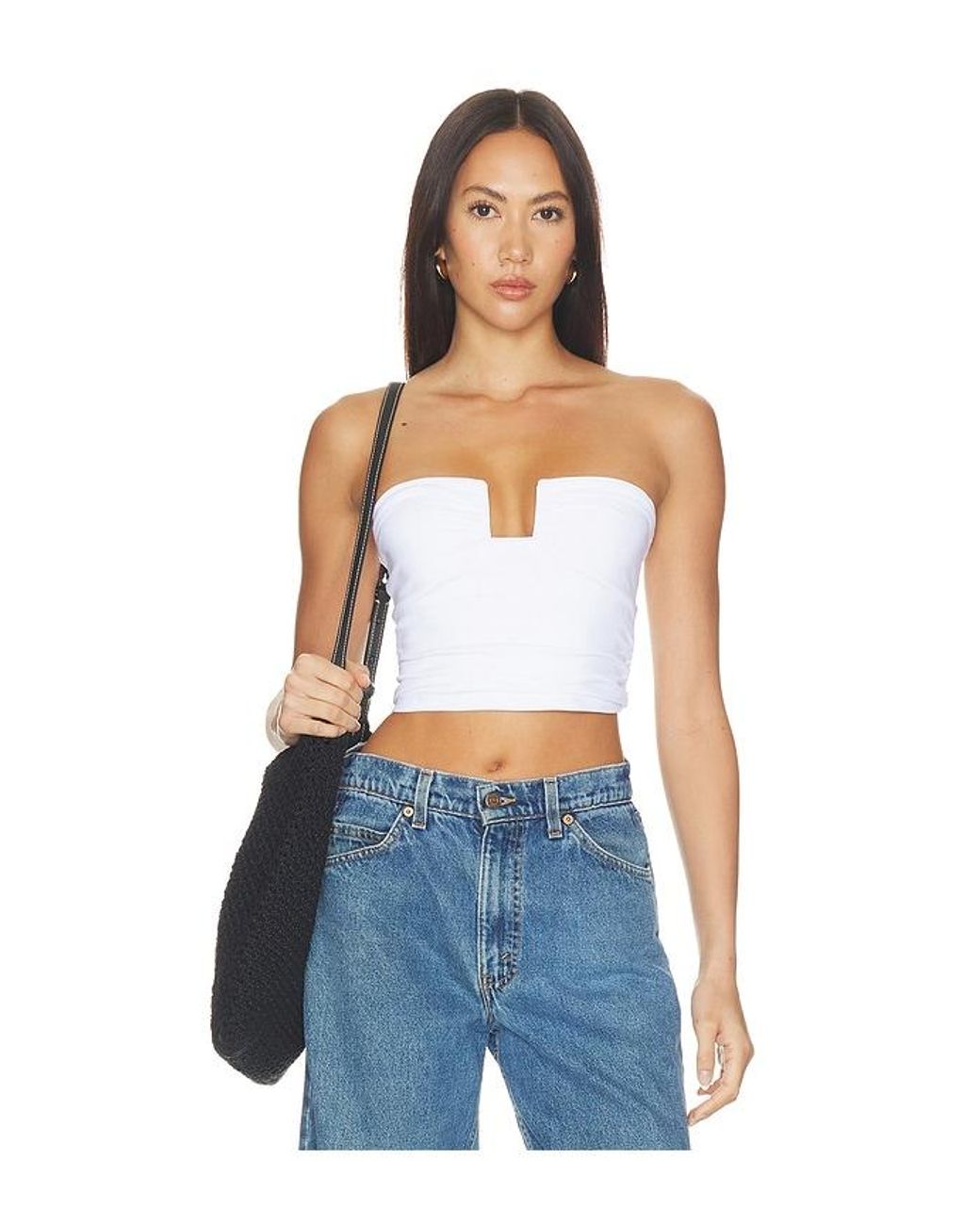 Susana Monaco White Wire Gathered Tube Top