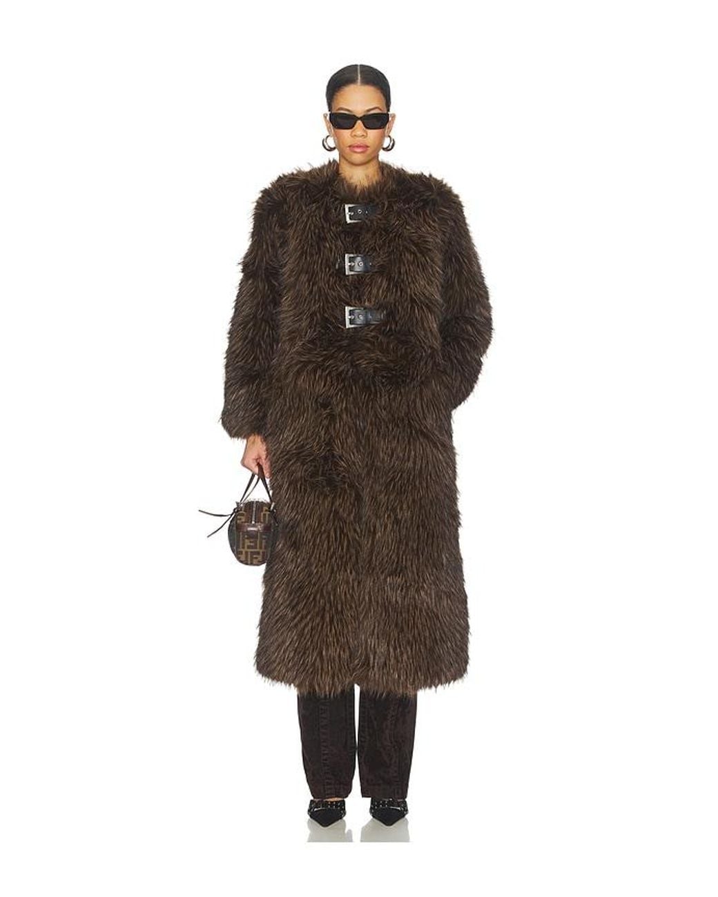 Apparis Black Nolwen Fox Maxi Coat