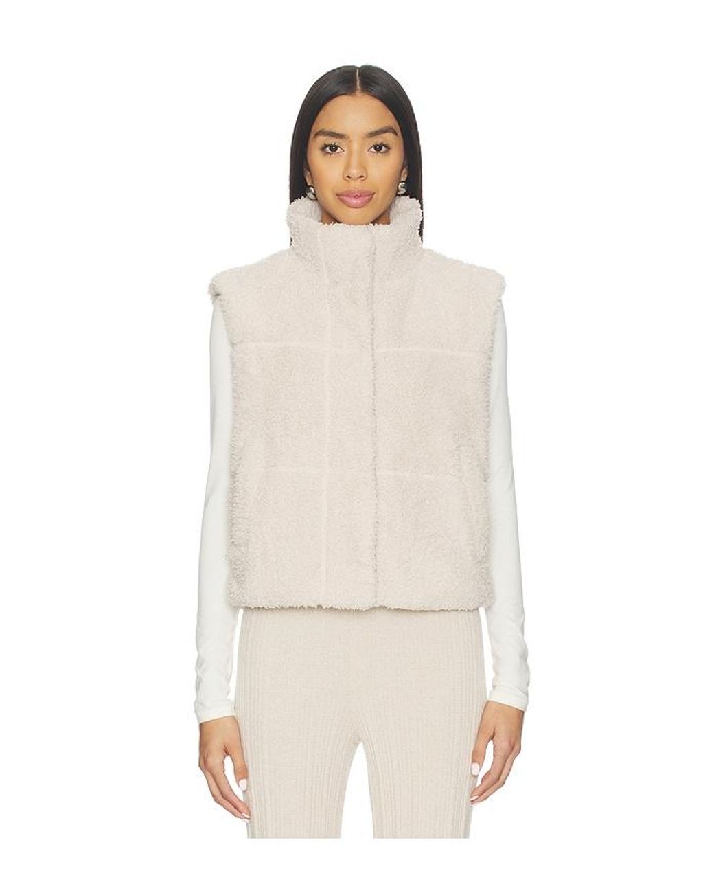 Barefoot Dreams Natural Brushed Cozychic Puffer Vest