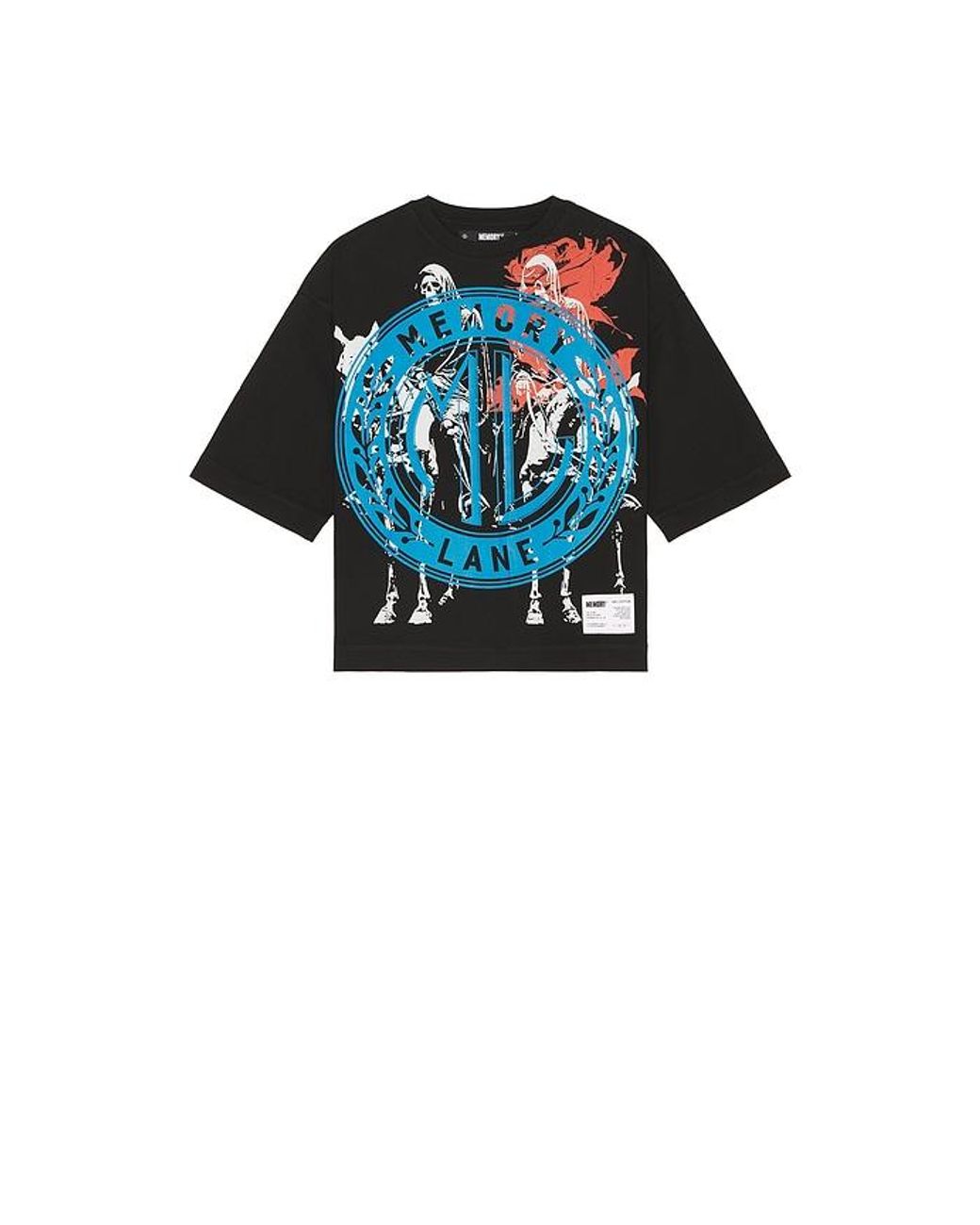 Memory Lane Blue Layered Icons Crop Tee for men