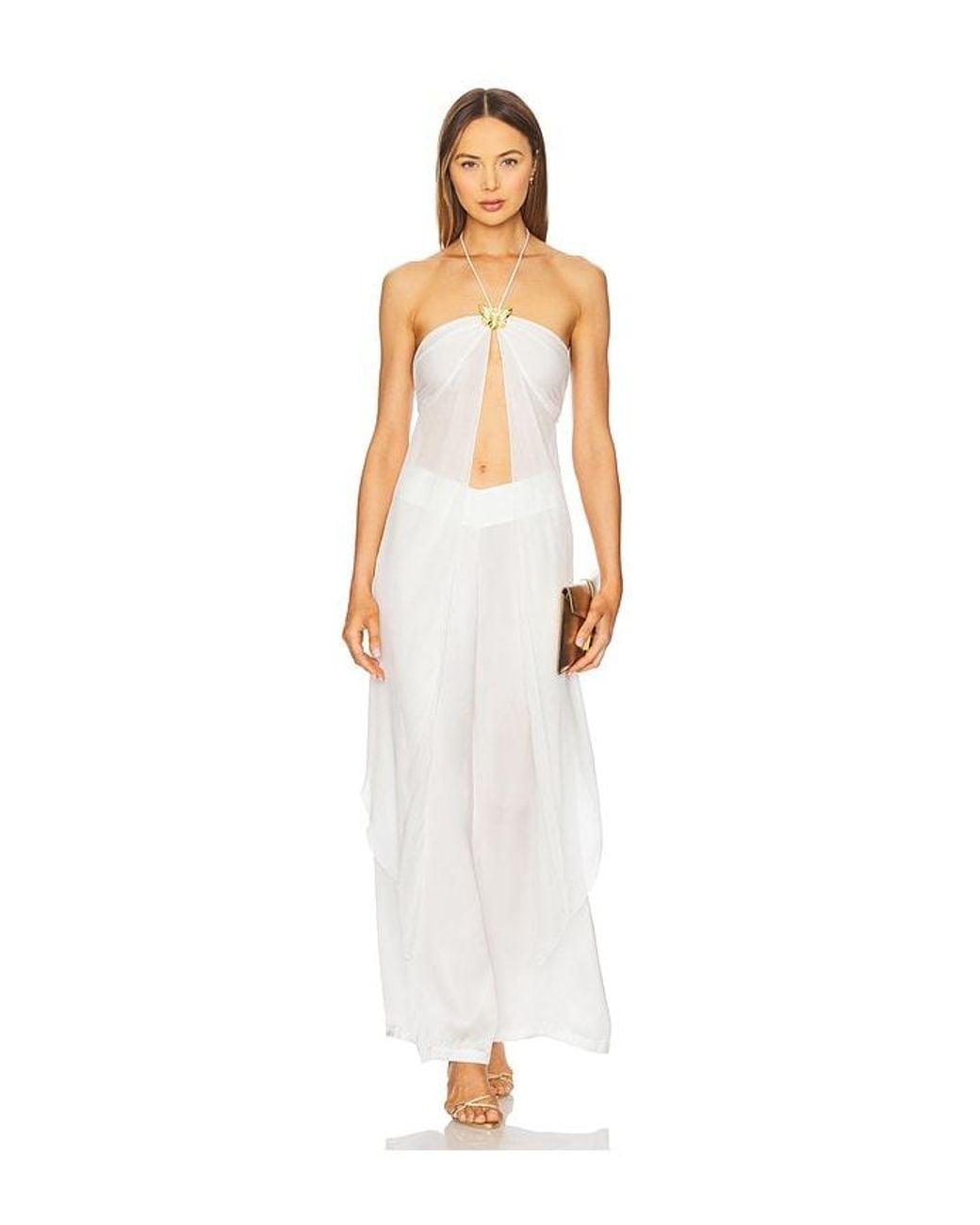 Cin Cin White Coral Orchid Drape Top