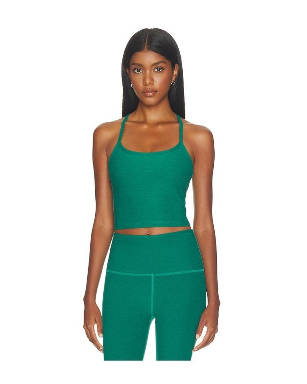 Beyond Yoga Green Spacedye Slim Racerback Cropped Tank Top