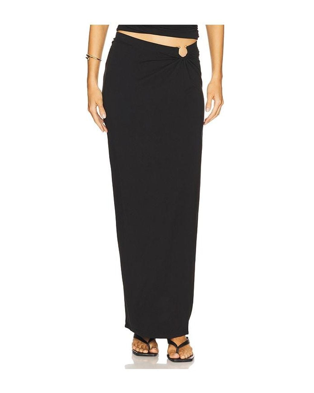 GOOD AMERICAN Black Stretch Jersey Maxi Skirt