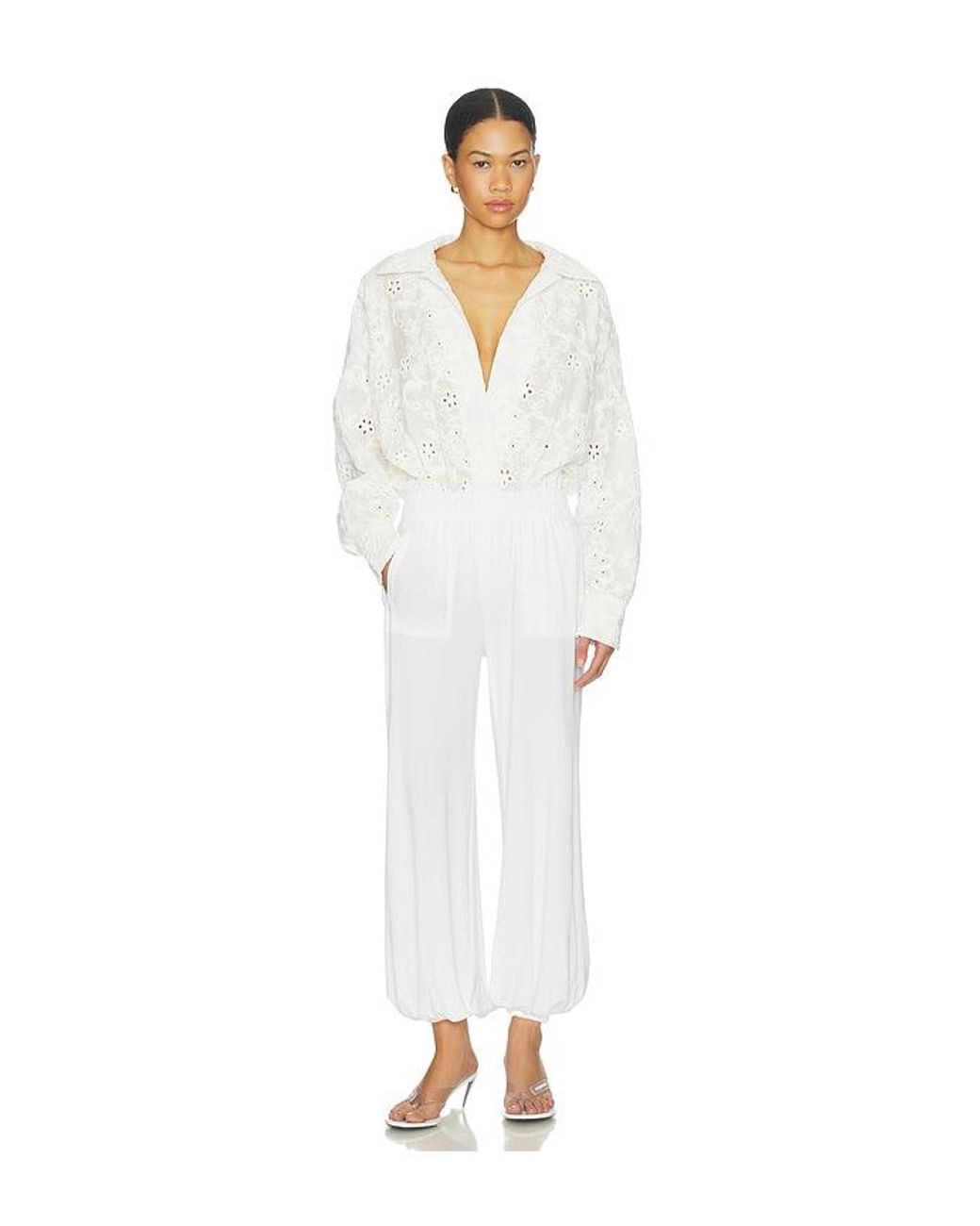 Norma Kamali White Boyfriend Puff Jog Pant