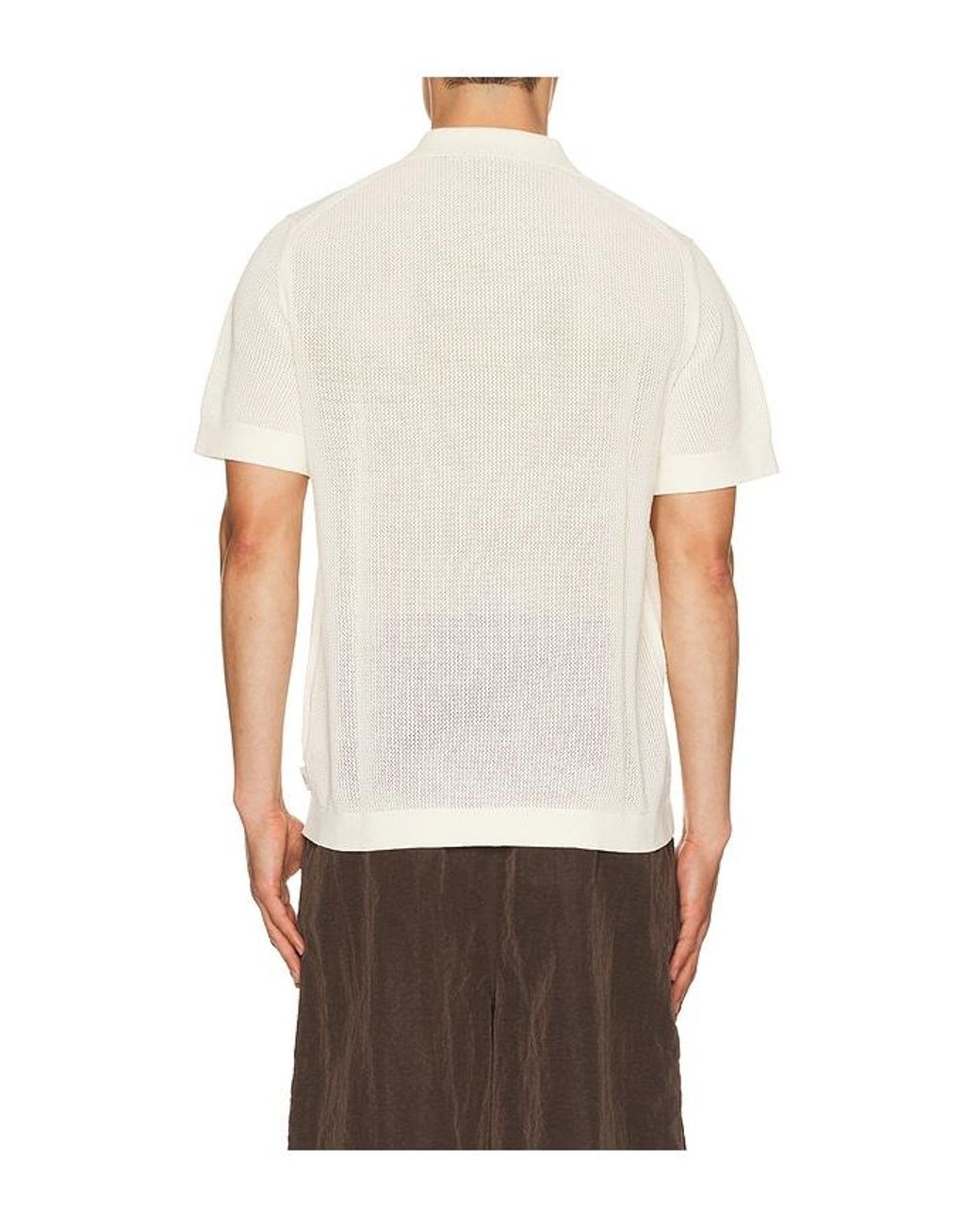 Onia White Crochet Knit Button Up Shirt for men