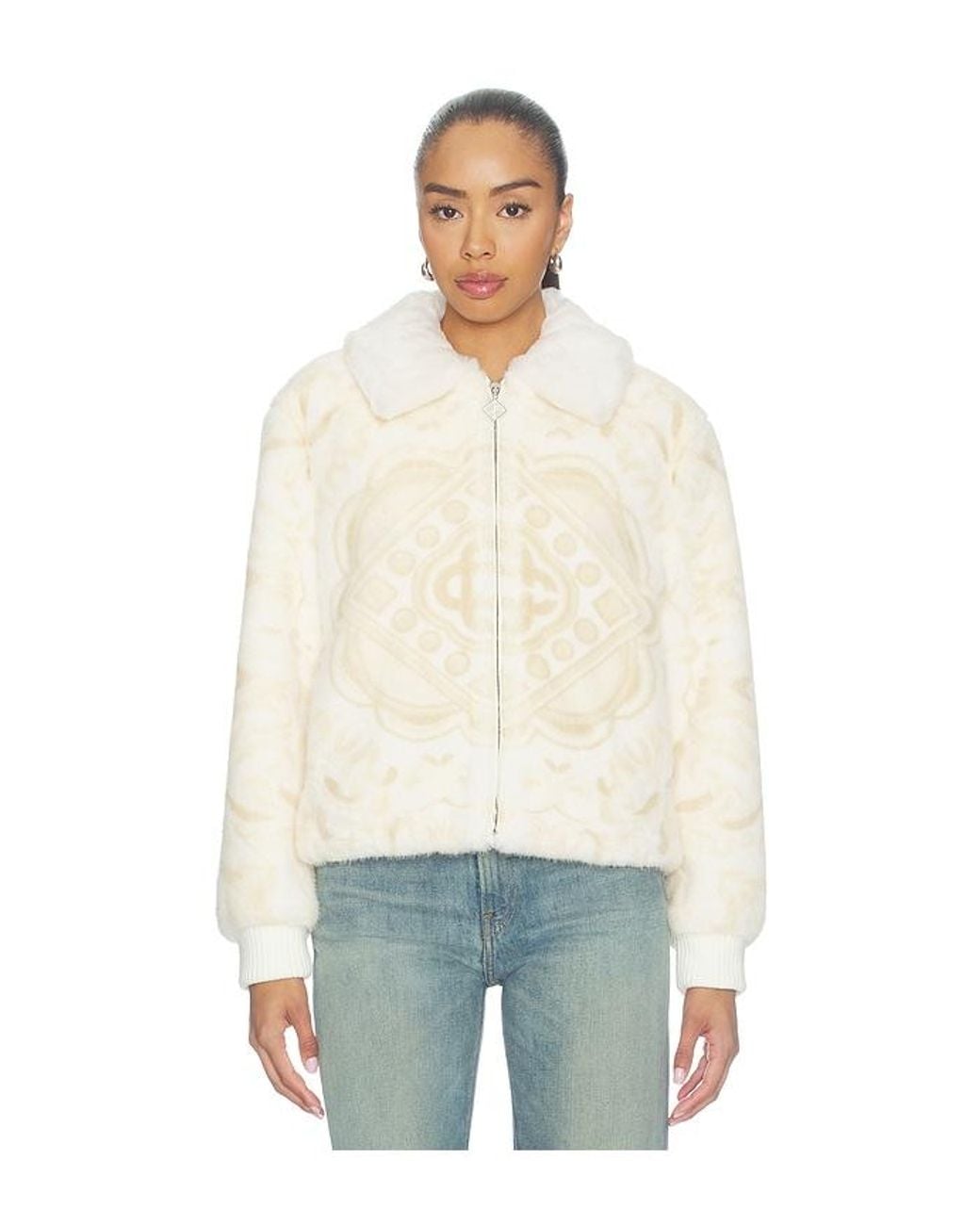 Casablanca Natural Printed Faux Fur Jacket
