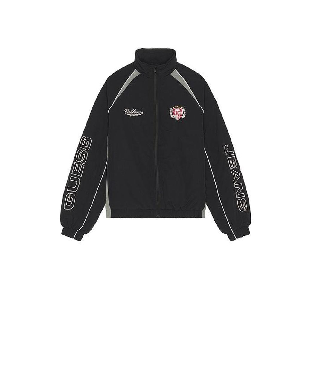 Guess Black Embroidered Track Jacket for men