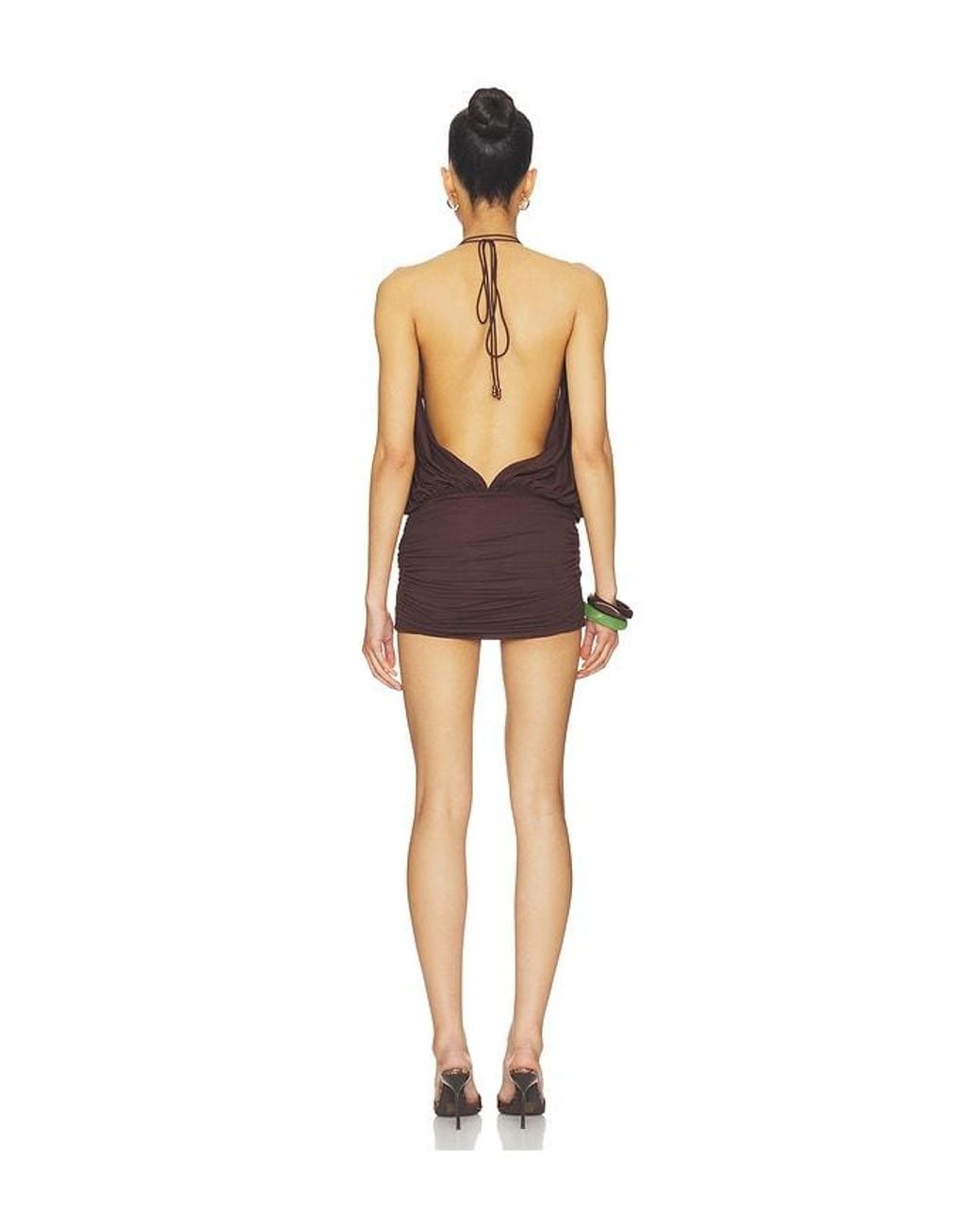 Indah Multicolor Margaret Solid Blouson Mini Dress
