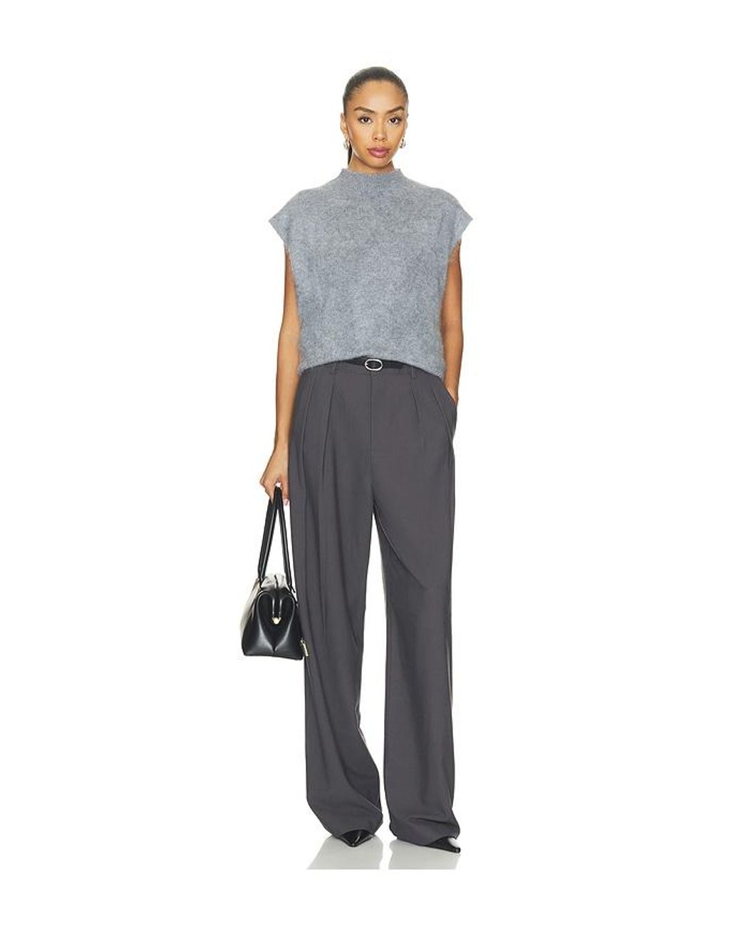 Rag & Bone Blue Jada Brushed Cashmere Mock-Neck Vest Top