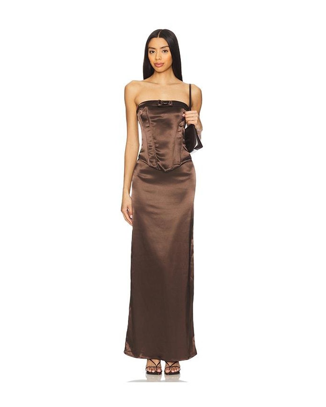 MORE TO COME Brown Elenor Strapless Top
