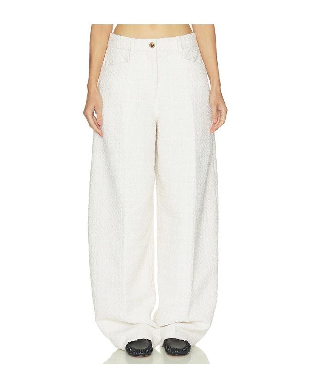 Helsa White Tweed Barrel Pant