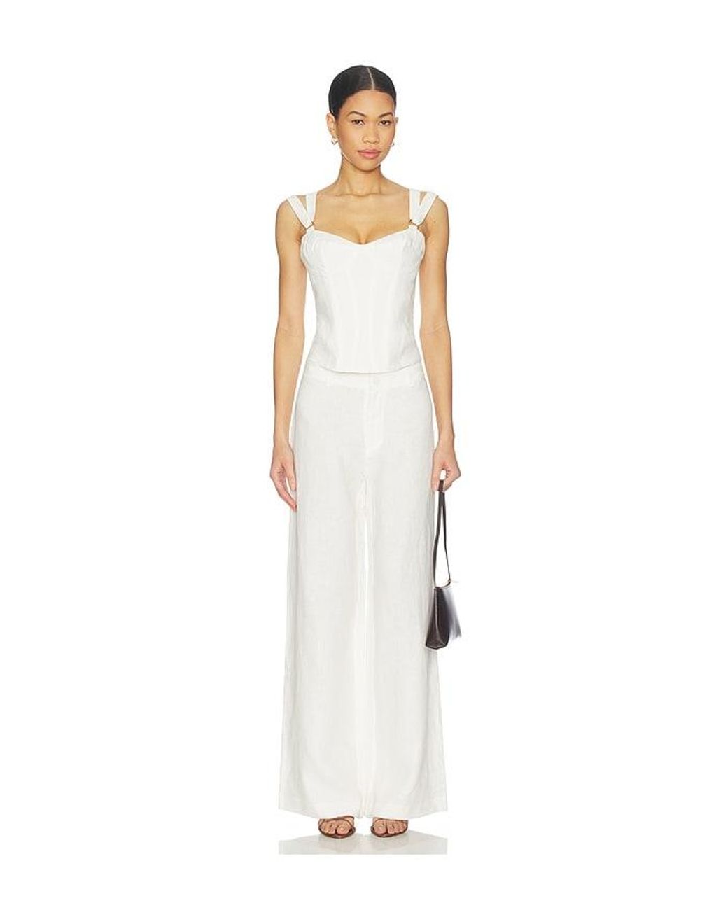 Bardot White Serafina Linen Corset Top