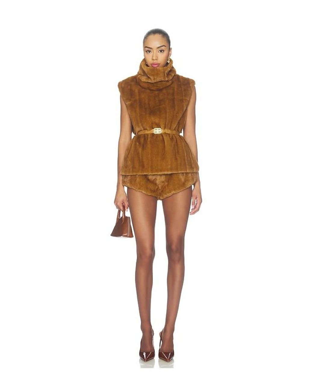 Bronx and Banco Brown Faux Mink Shorts