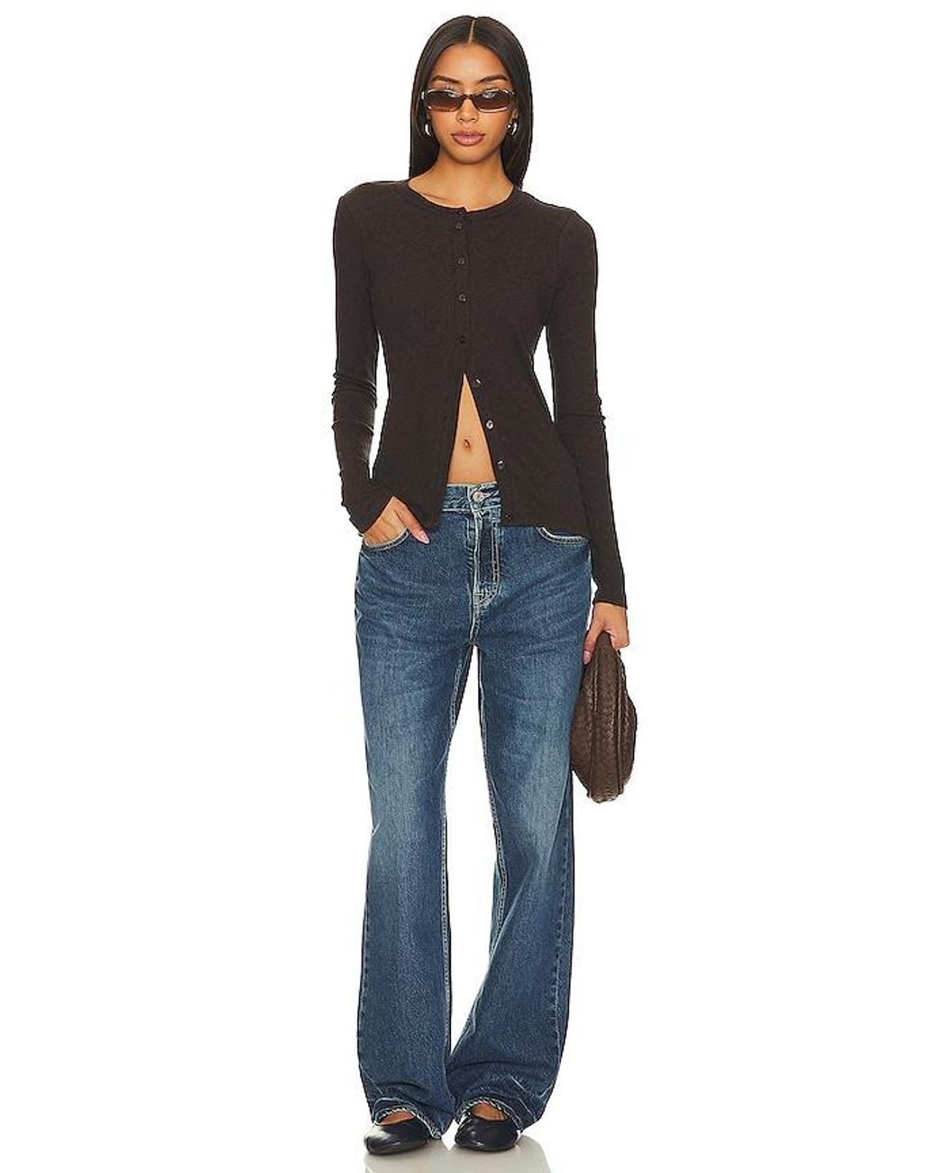Enza Costa Black Cashmere Long Sleeve Cardigan