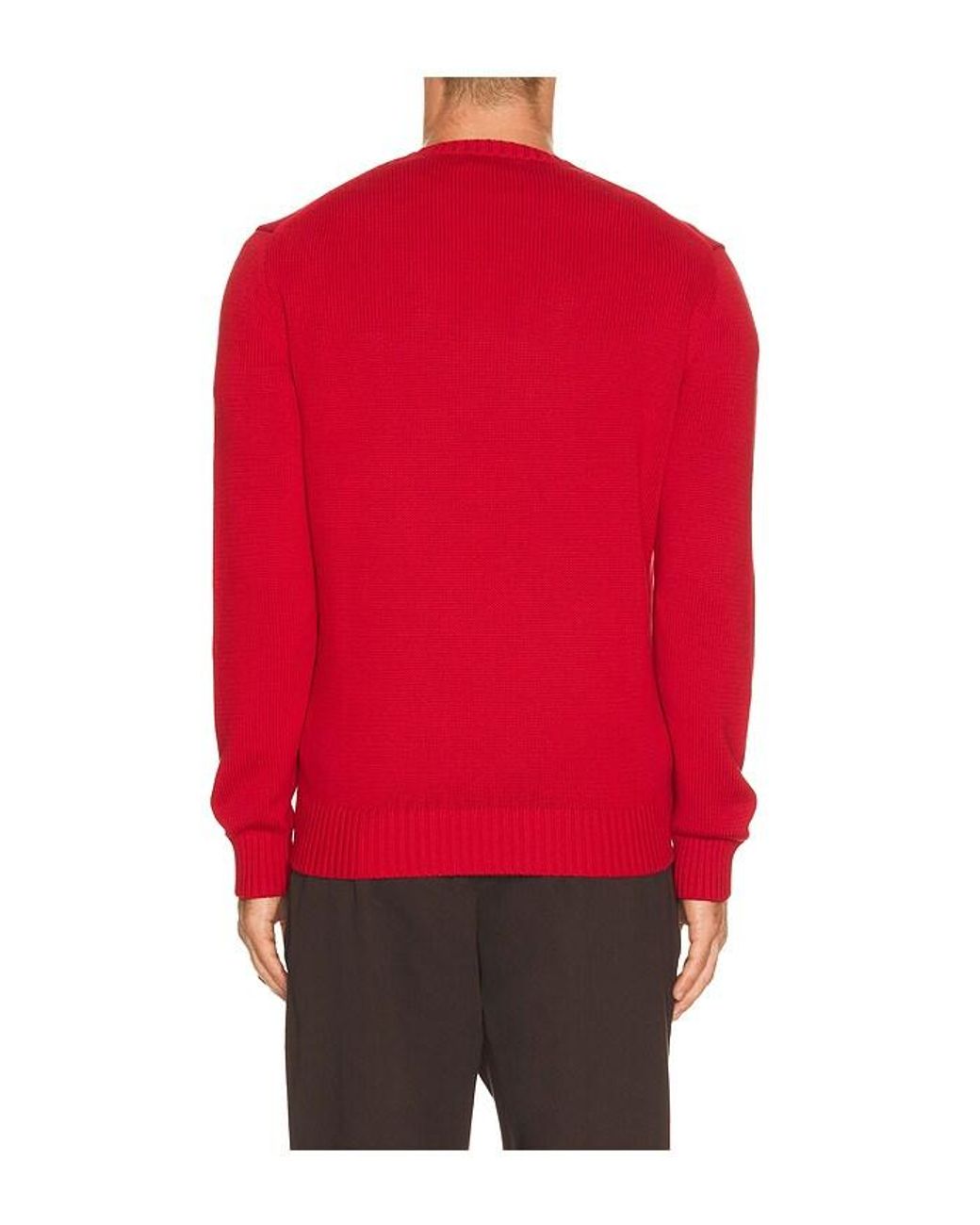 Polo Ralph Lauren Red Cotton Shaker Knit Crewneck Sweater for men