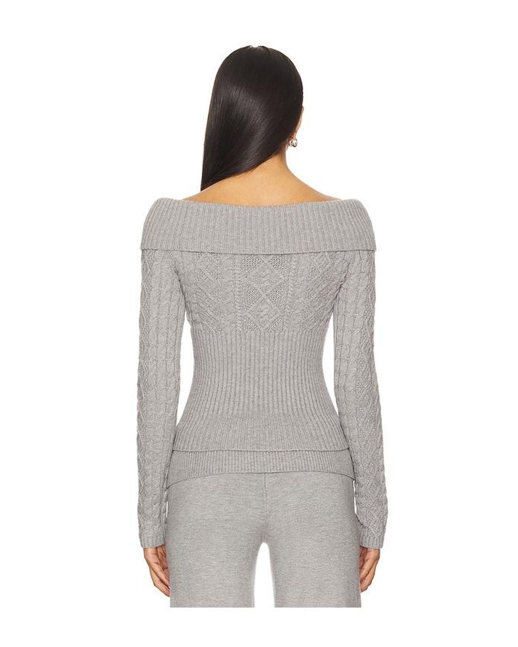 Frankie's Bikinis Gray Jazz Cable Knit Sweater