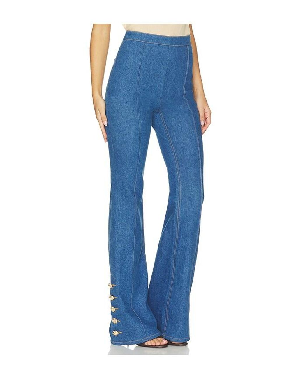 Nadine Merabi Blue Charlotte Vintage Wash Denim Trousers