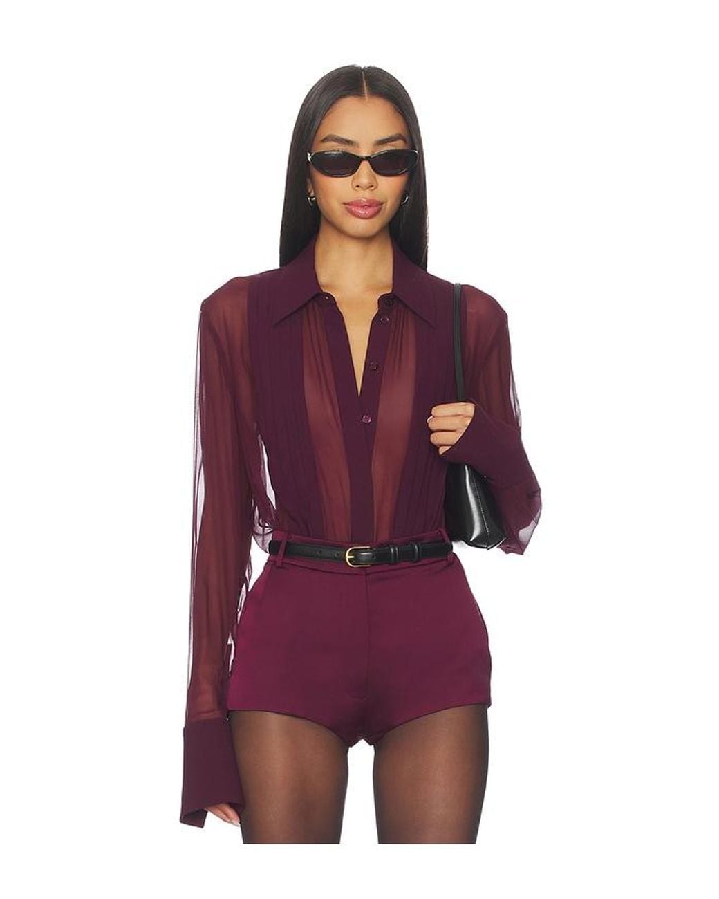 Sans Faff Purple Meghan Panelled Silk Blouse