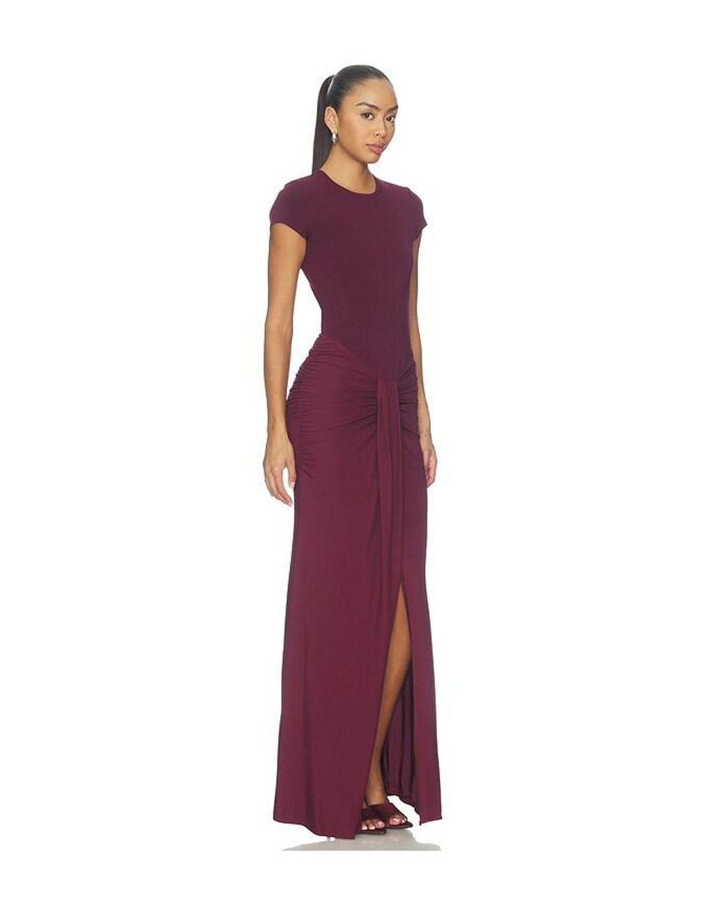 Jonathan Simkhai Purple Matilde Short Sleeve Gown