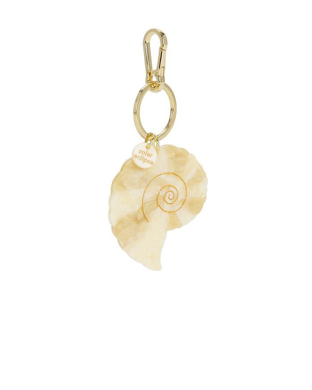 Solar Eclipse White Hand-Painted Spiral Shell Bag Charm & Keychain