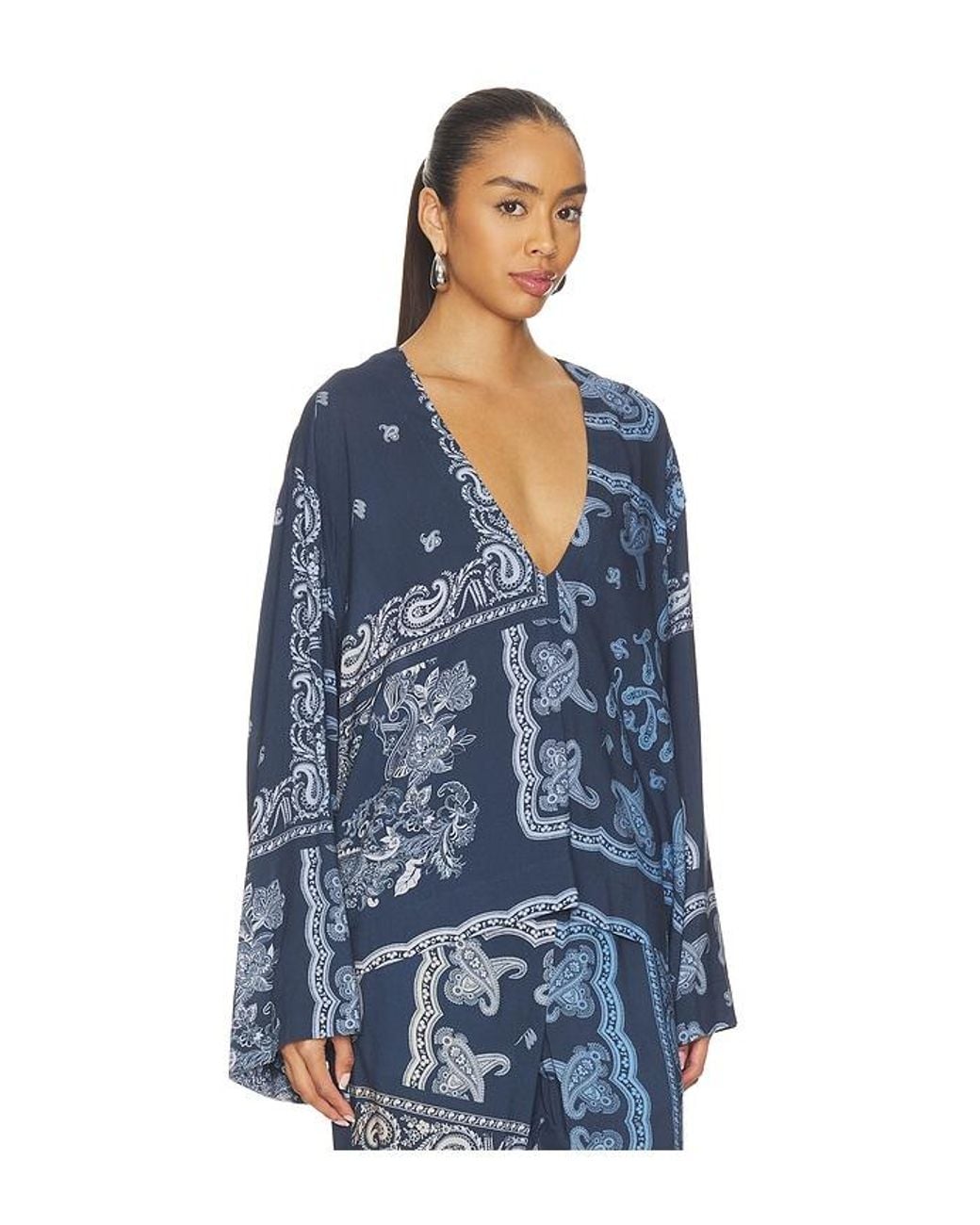 The Attico Blue Paisley Blouse