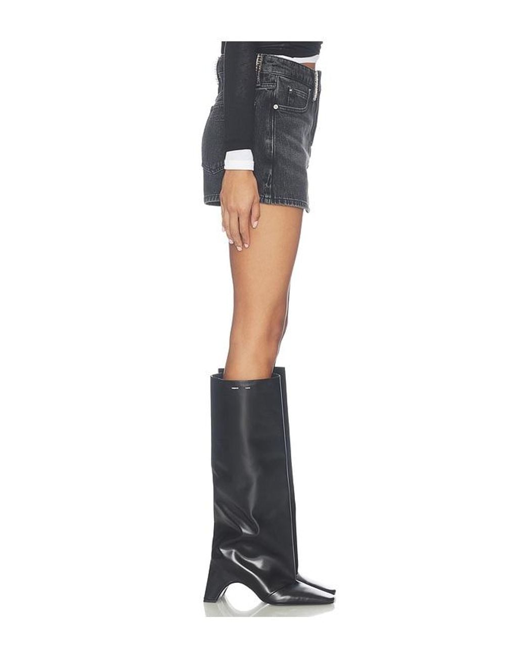 Alexander Wang Blue Denim Mini Skort With Crystal Beltloops