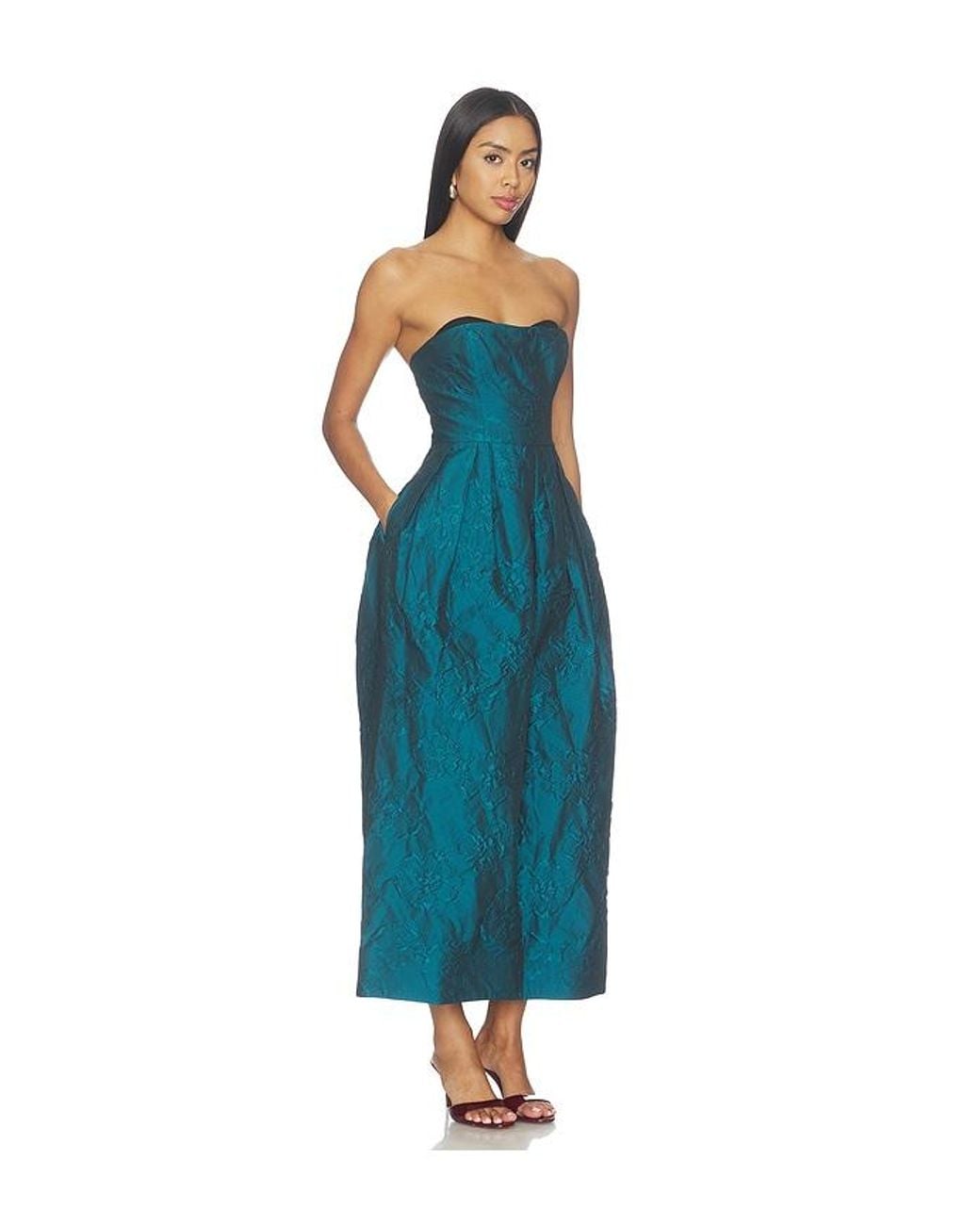 Ulla Johnson Blue Katerina Strapless Cloque Dress