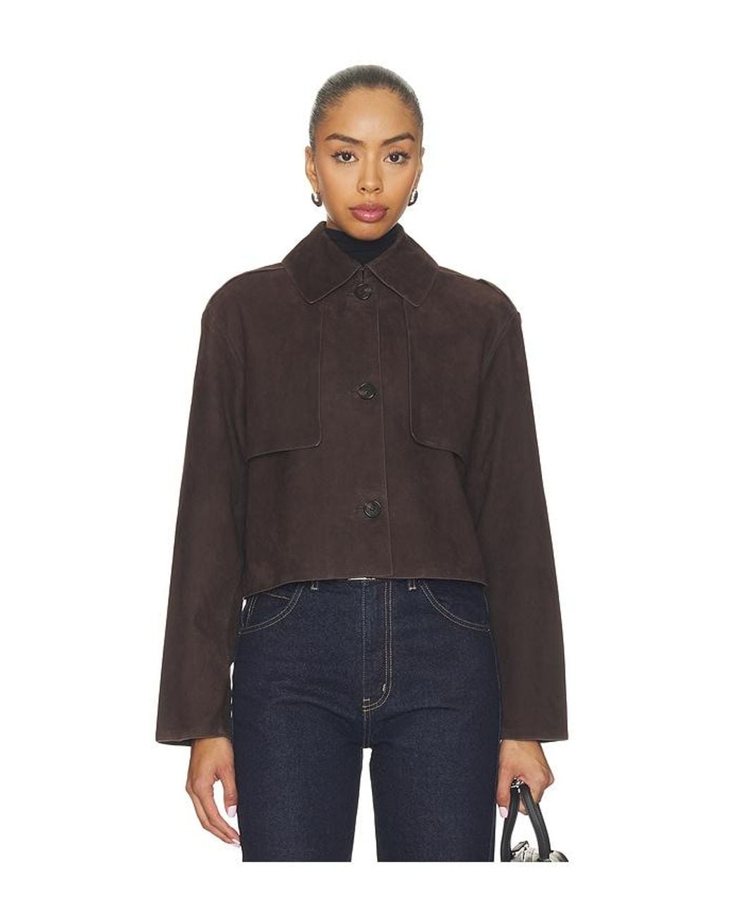 Theory Blue Crop Trench Jacket