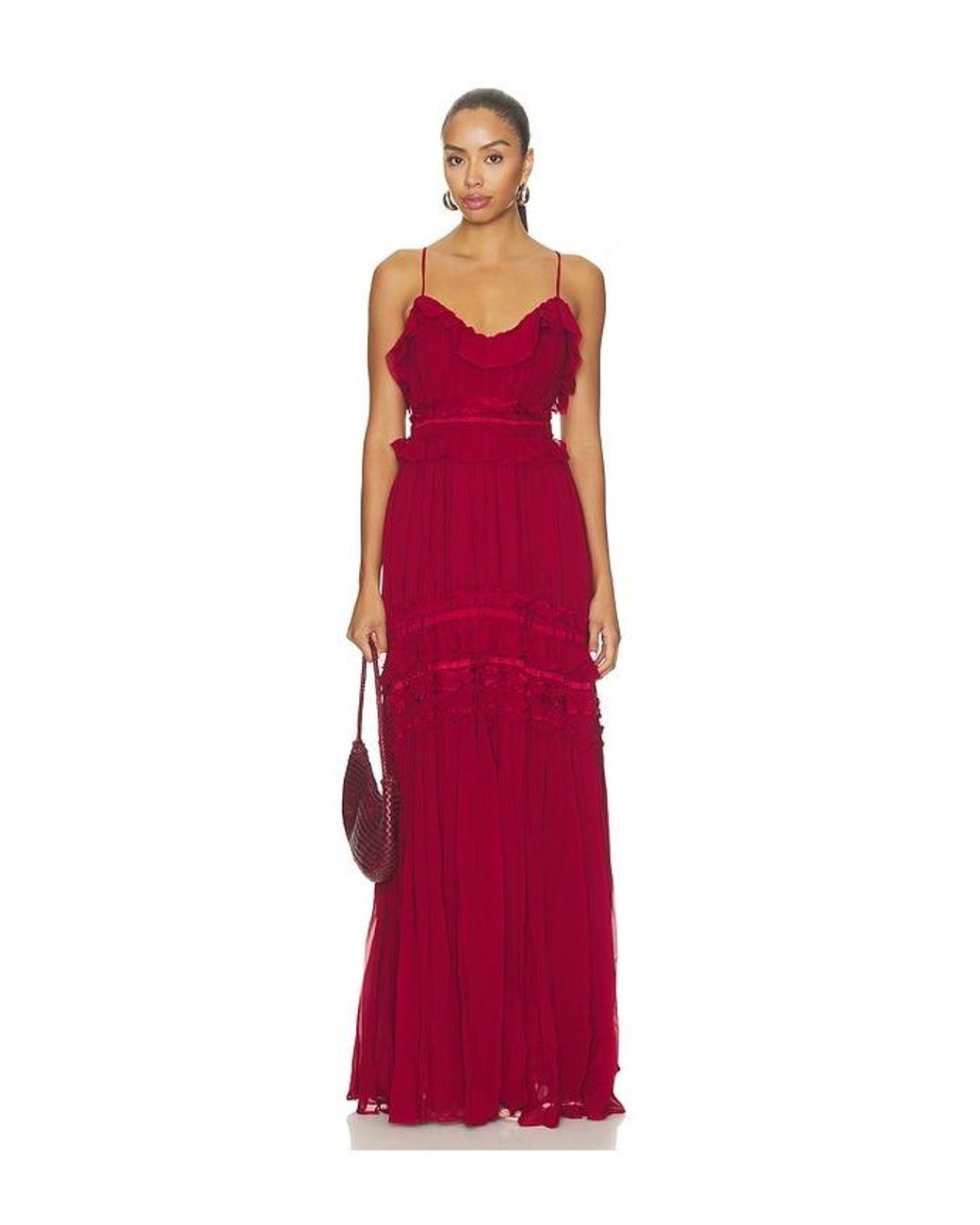 Ulla Johnson Red Dorothea Sleeveless Silk Gown