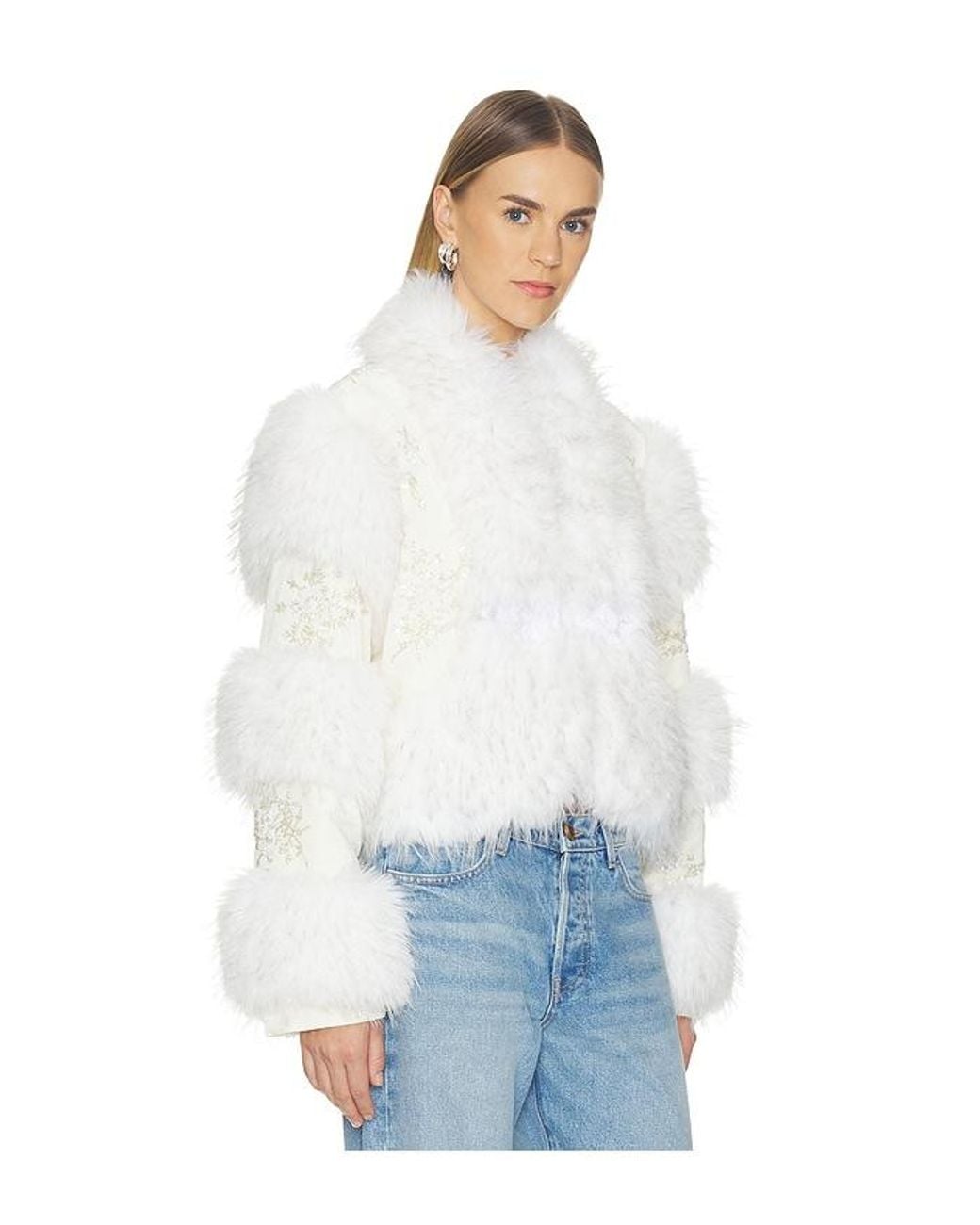 Kim Shui White Kyla Faux Fur Coat
