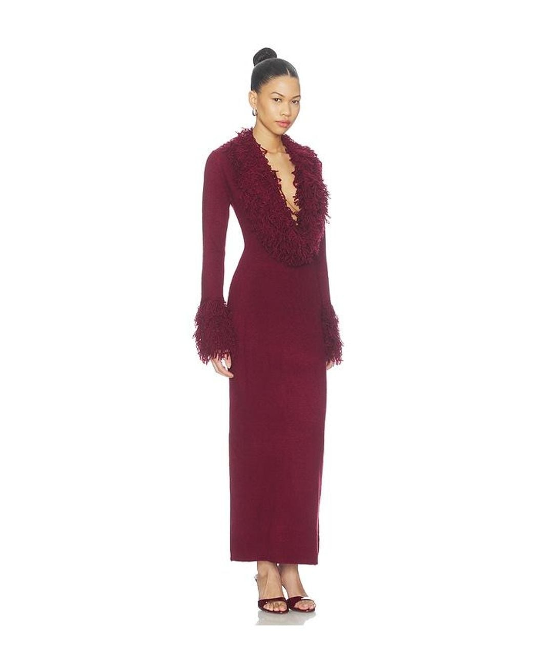superdown Red Elisa Shaggy Knit Maxi Dress