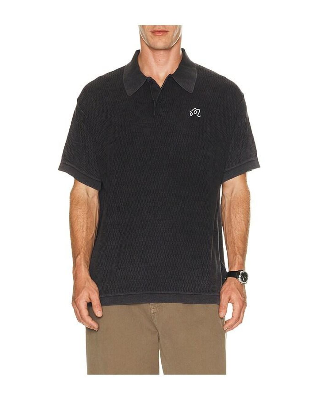 Malbon Black Brickwork Polo for men