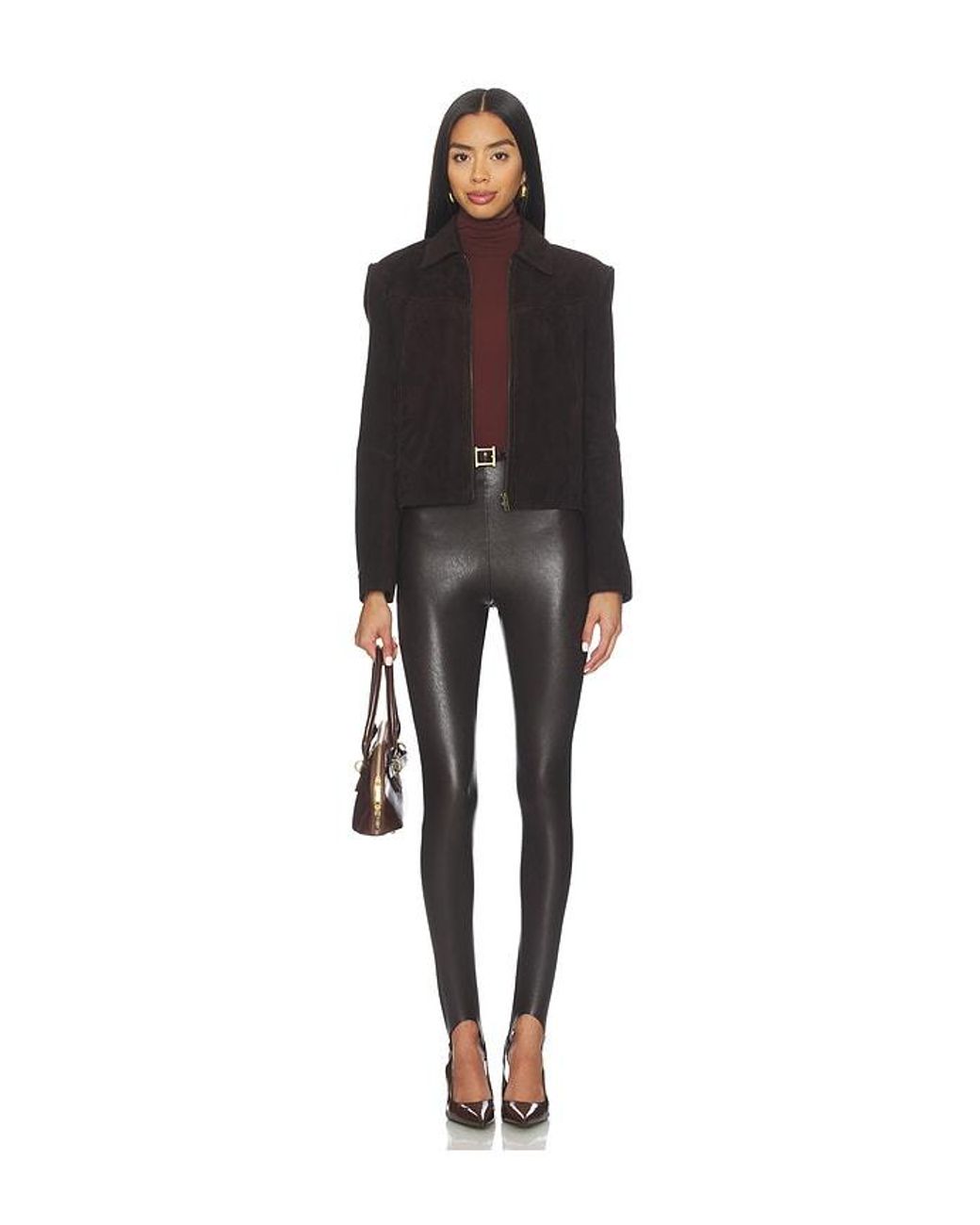 Commando Black Faux Leather Stirrup Legging