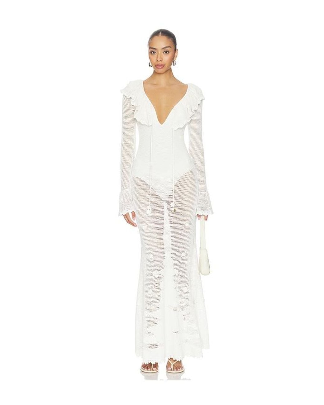 Self-Portrait White Floral Crochet Dress