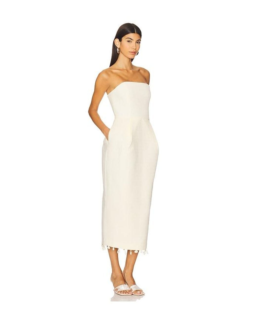 LPA White Tessa Midi Dress