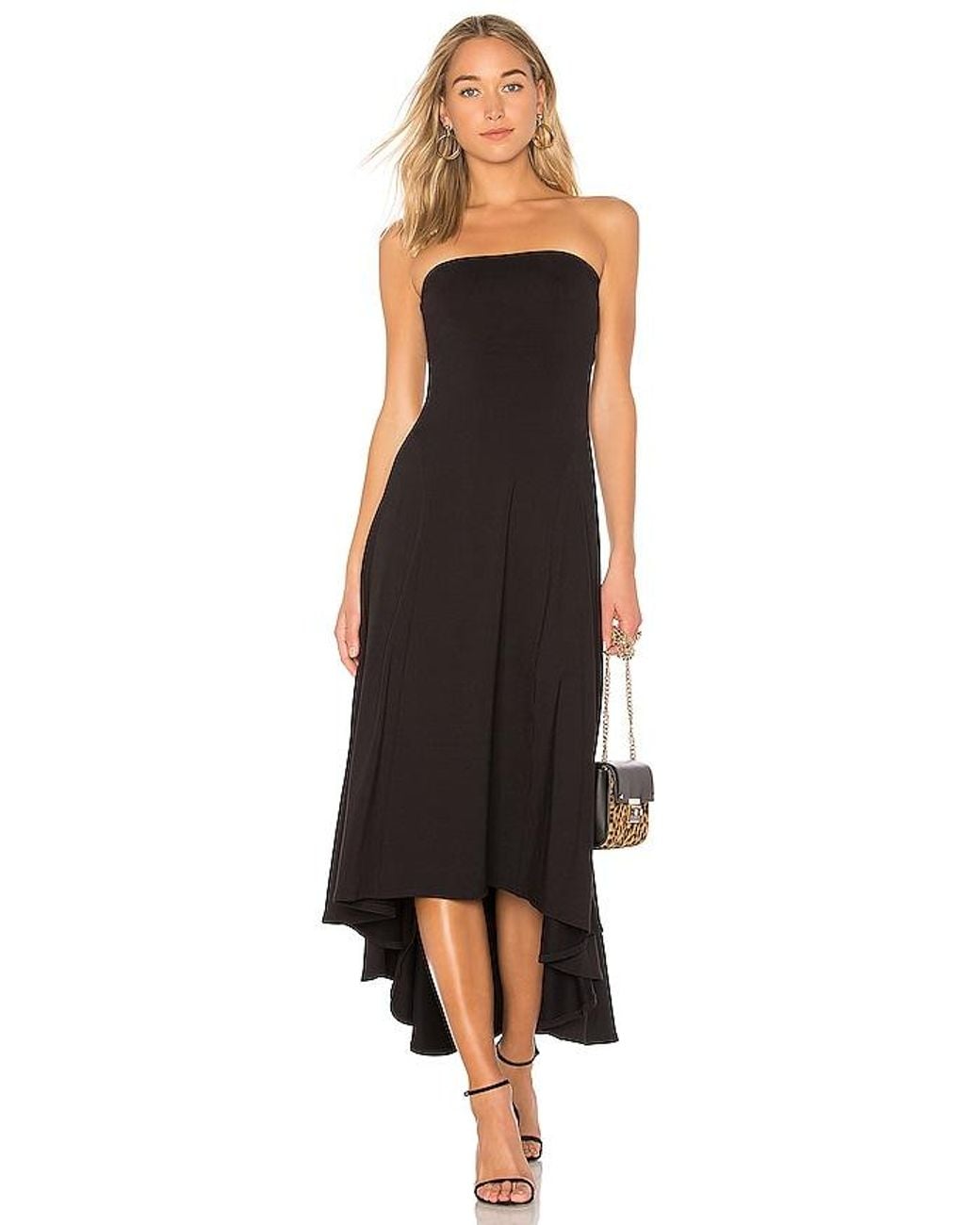 Susana Monaco Black Strapless Hi Low Dress