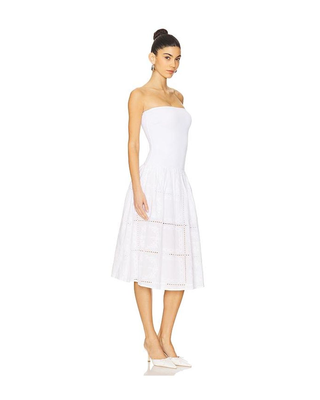WeWoreWhat White Ribbed Cotton Midi Dress