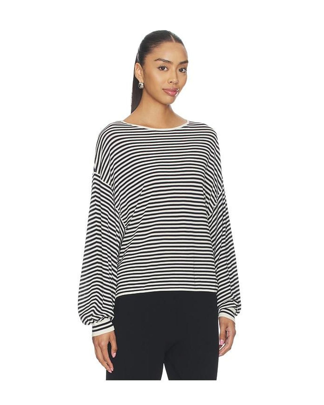FRAME Gray The Striped Slouchy Sweater