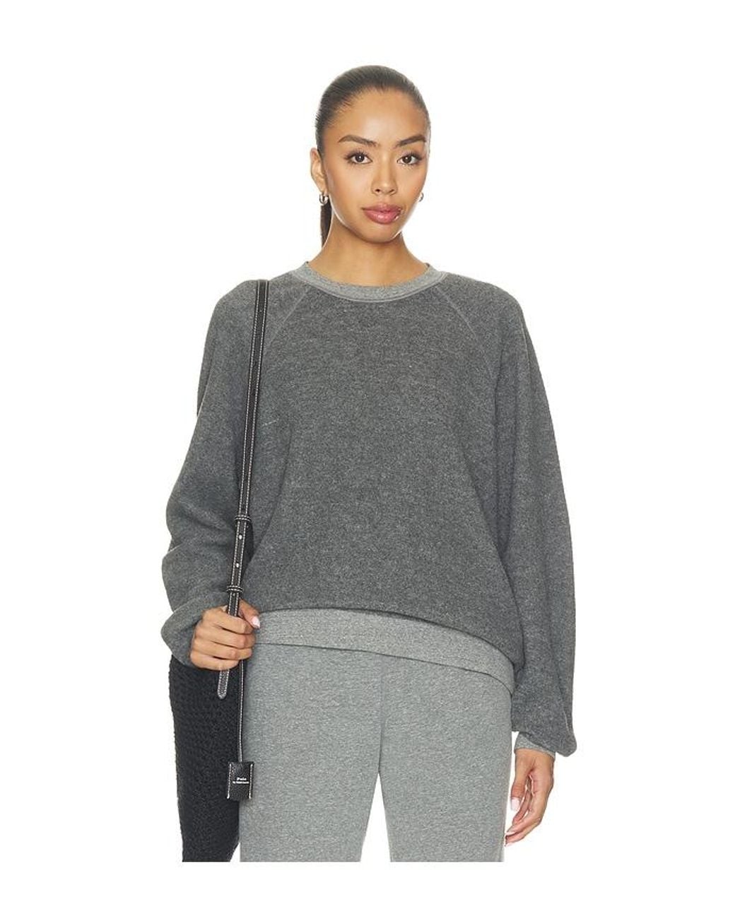 PERFECTWHITETEE Gray Oversized Ziggy Inside Out Fleece Crewneck Sweatshirt
