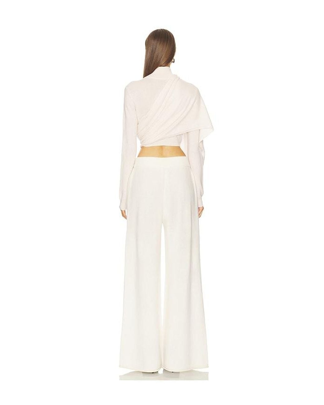 SRG White Jetta Cashmere Draped Scarf Turtleneck