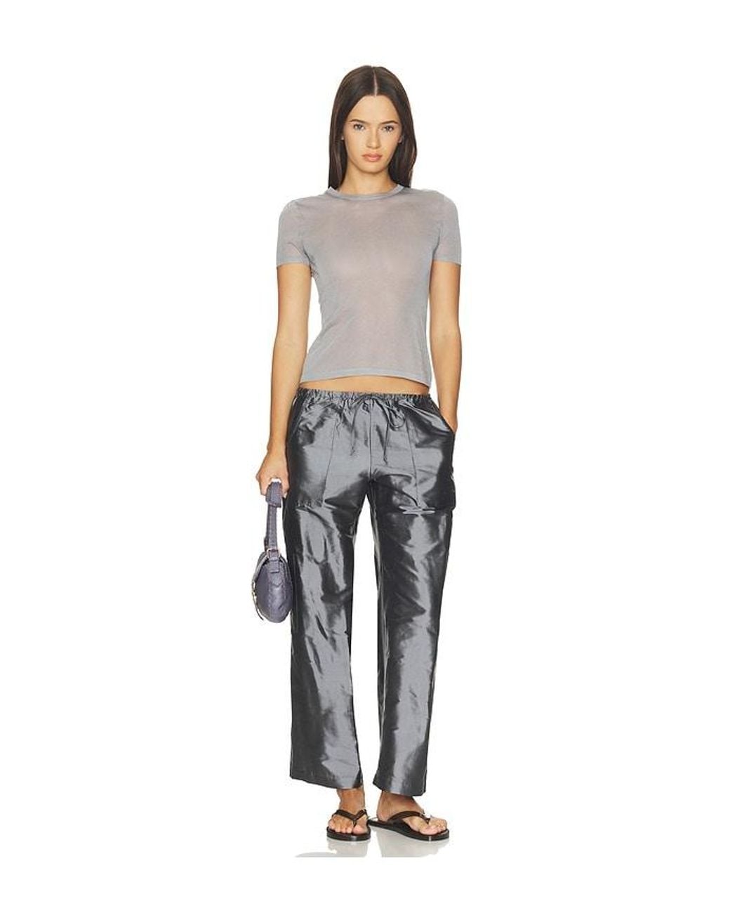 DONNI. Black The Taffeta Drawstring Cargo Pant