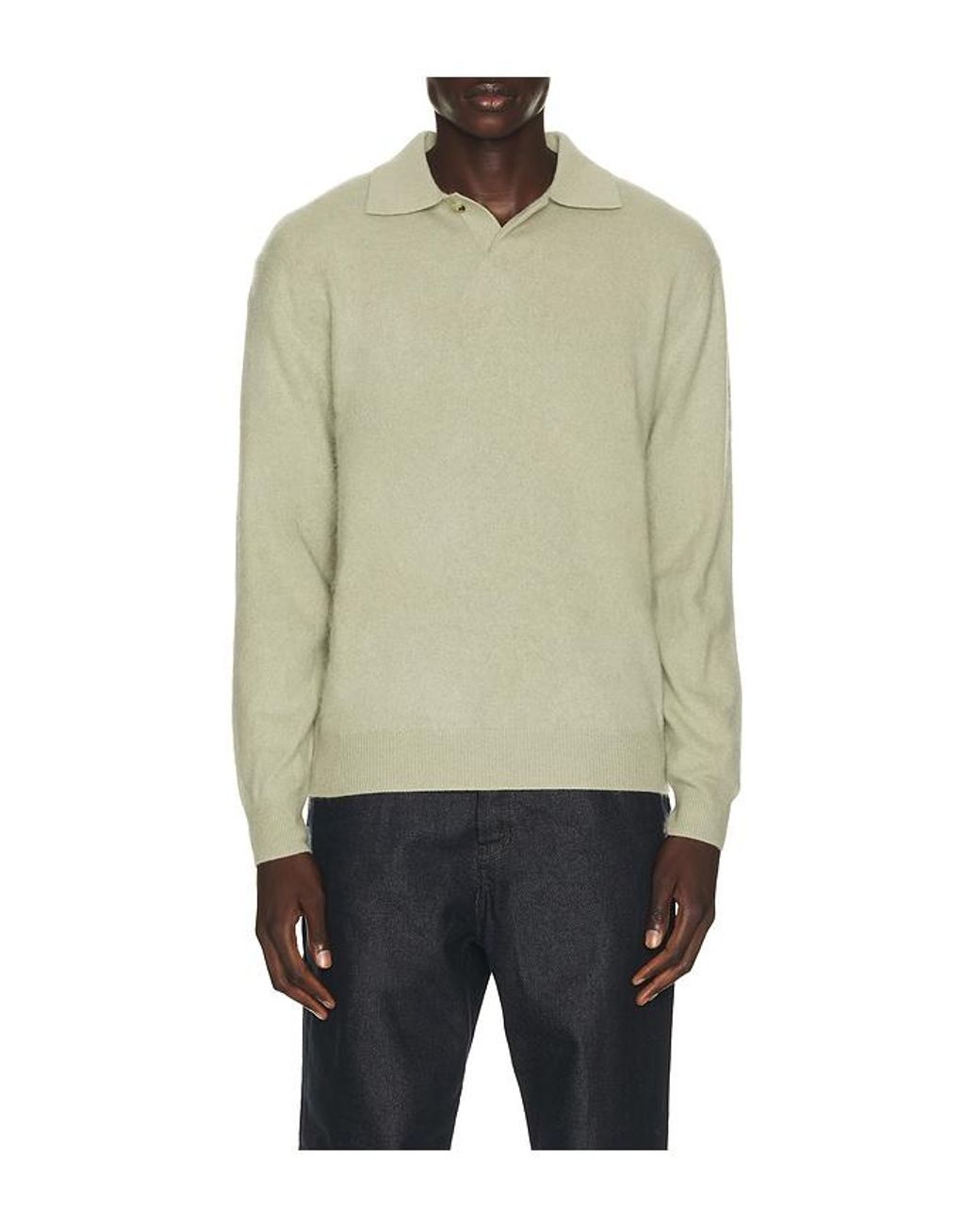 LE17SEPTEMBRE Green Brushed Cashmere Blend Polo Sweater for men
