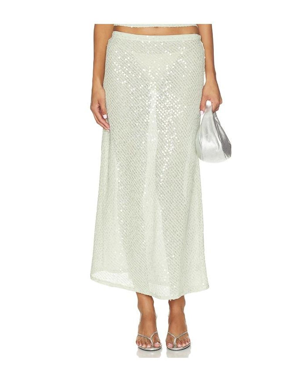 Lovers + Friends White Erika Sequin Midi Skirt